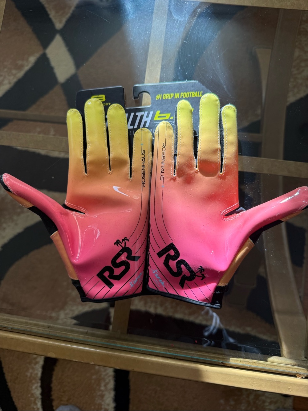 Grip Boost Rosenhaus Sports Stealth 6 Football Gloves, youth large